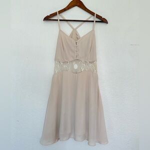 Cream Mini Lace trim dress